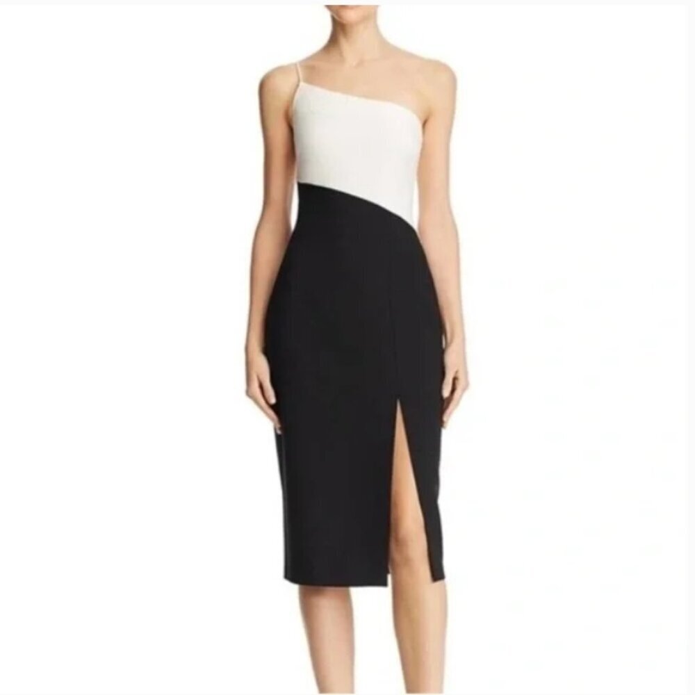 LIKELY Cassidy One Shoulder Sheath Cocktail Dress – Black/White , 8 NWT